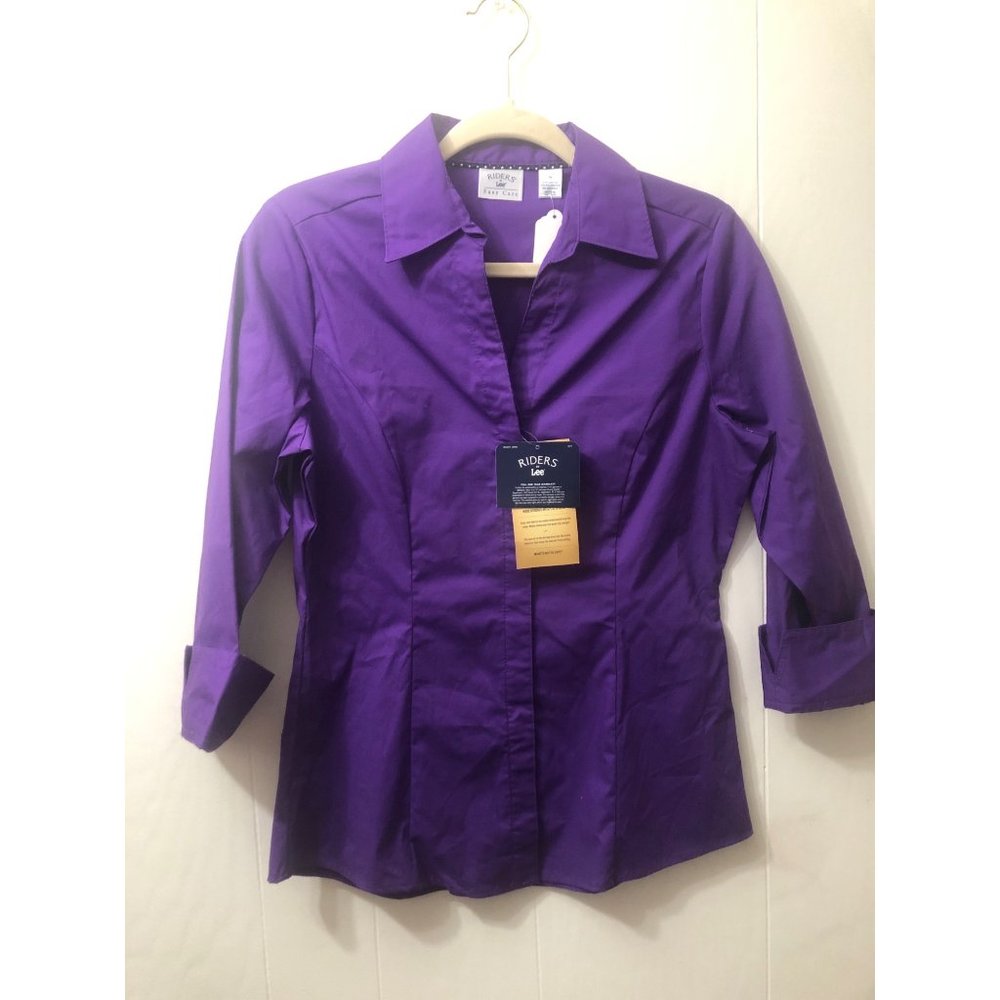 NWT Ladies Career Small Lee Riders Easy Care Blouse Purple Office Attire